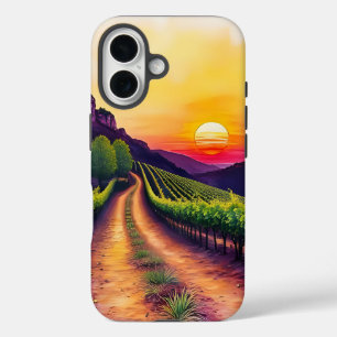 Wijngaard zonsondergang iPhone 16 hoesje