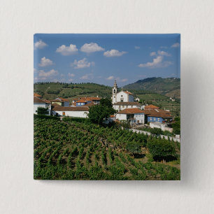 Wijngaarden, dorp San Miguel, Douro Vierkante Button 5,1 Cm