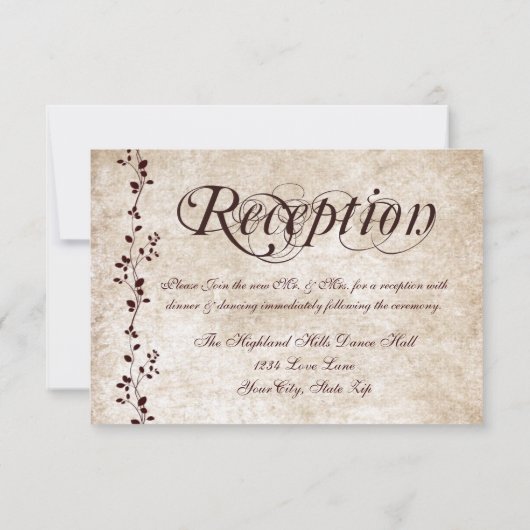 wijngaarden Elegant Wedding Reception Kaarten (Achterkant)