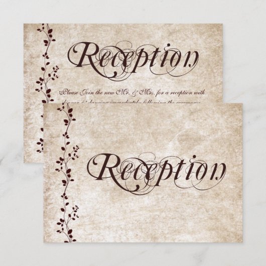  wijngaarden Elegant Wedding Reception Kaarten (Voorkant / Achterkant)