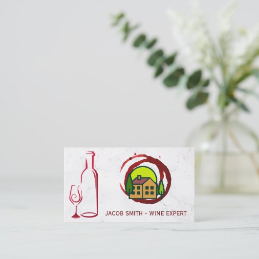 wijngaarden | Logo met wijnflesglas Visitekaartje (Staand voorkant)
