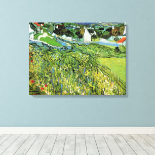 Wijngaarden met uitzicht op Auvers door Vincent va Canvas Afdruk
