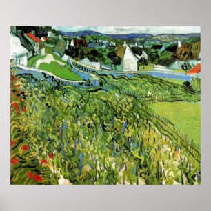 Wijngaarden met uitzicht op Auvers van Vincent van Poster