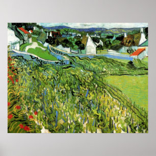 Wijngaarden met uitzicht op Auvers van Vincent van Poster