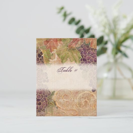 Wijngaardtafelkaart met oude wijnstokken kaart (Staand voorkant)