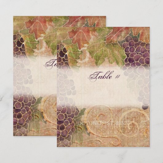 Wijngaardtafelkaart met oude wijnstokken kaart (Voorkant / Achterkant)