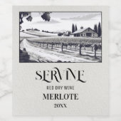 Wijngaardvelden Illustratie Eigen Wijn Label Etiket (Enkel label)