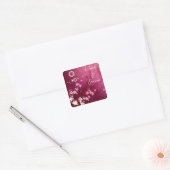 WIJNGEKLEURDE BLOEMEN EN WERVELINGEN ENVELOP STICK VIERKANTE STICKER (Envelop)