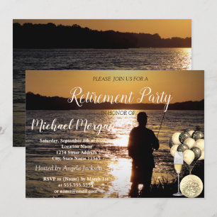 Wijnglas, ballon, Gevist, Sunset Retirement Party Kaart