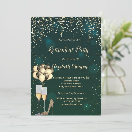 Wijnglas, ballonnen, groene opvoeding op hoog nive kaart (Staand voorkant)