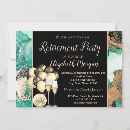 Wijnglas, ballonnen, Groene Tappartij Kaart (Voorkant)