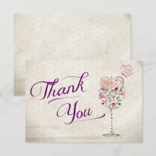 Wijnglas Bedankbrief Bedankkaart (Voorkant / Achterkant)