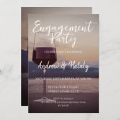 Wijnglas bij zonsondergang op een meer kaart (Voorkant / Achterkant)