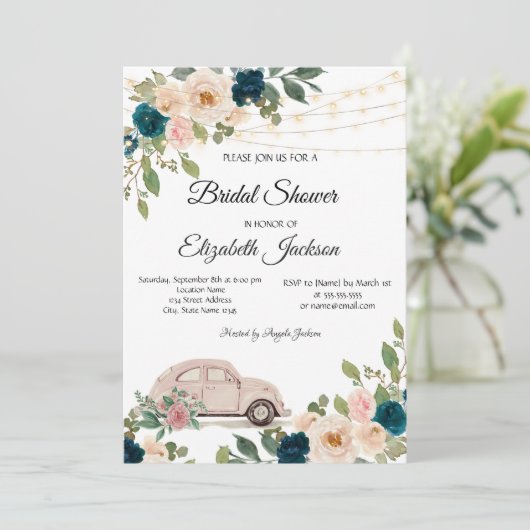 Wijnglas Blauwe Rozen, Vrijgezellenfeest Kaart (Staand voorkant)