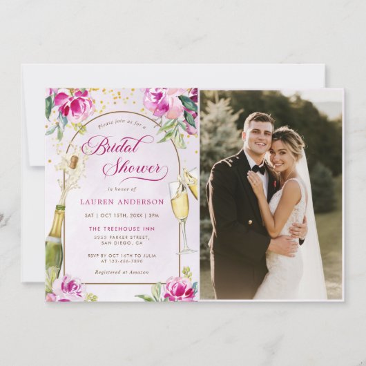 Wijnglas Bloemen Vrijgezellenfeest Foto Kaart (Voorkant)