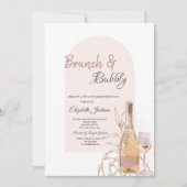 Wijnglas Boho Bloemen Parels Brunch & Bubbly Kaart (Voorkant)