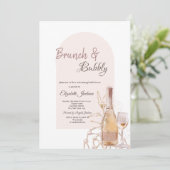 Wijnglas Boho Bloemen Parels Brunch & Bubbly Kaart (Staand voorkant)