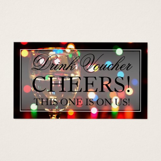 Wijnglas Bokeh Lights Drink Voucher Visitekaartje (Voorkant)