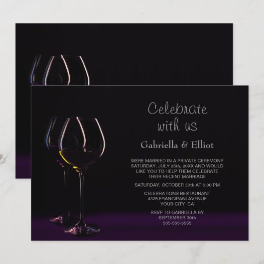 Wijnglas Bruiloft Receptie Party Kaart (Voorkant / Achterkant)