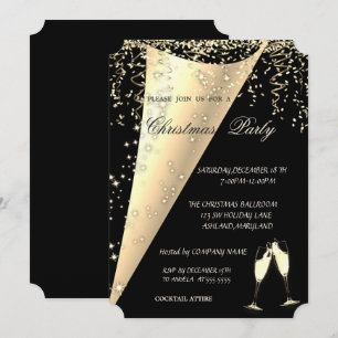 Wijnglas, Confetti, Black Company Kerstparty Kaart
