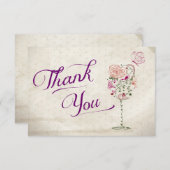 Wijnglas Dank je wel Bedankkaart (Voorkant / Achterkant)