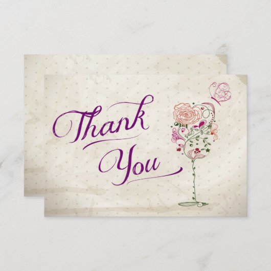 Wijnglas Dank je wel Bedankkaart (Voorkant / Achterkant)