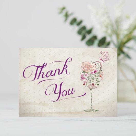 Wijnglas Dankbetuiging Bedankkaart (Staand voorkant)