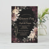 Wijnglas Donkere Rozen Pensionering Kaart (Staand voorkant)