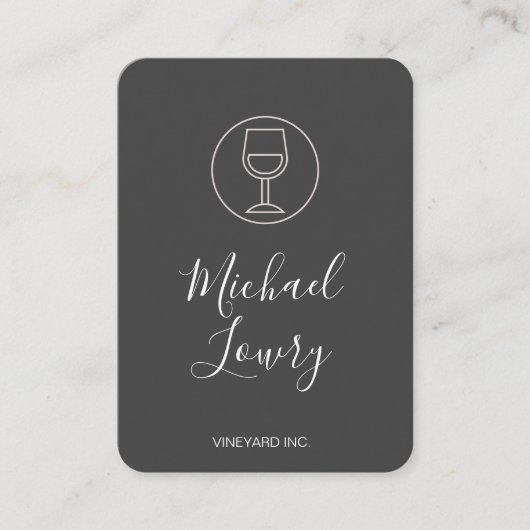Wijnglas Eenvoudig Zwart Grijs Visitekaartje (Voorkant)