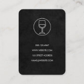 Wijnglas Eenvoudig Zwart Grijs Visitekaartje (Achterkant)