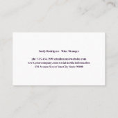 Wijnglas en bloemen Hand getrokken illustratie Visitekaartje (Achterkant)