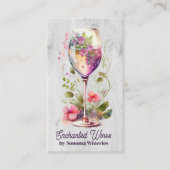 Wijnglas en bloemen Hand getrokken illustratie Visitekaartje (Voorkant)