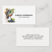 Wijnglas en druiven | Waterverf Art Visitekaartje (Voorkant / Achterkant)