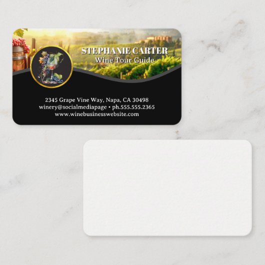 Wijnglas en druiven | wijngaard visitekaartje (Voorkant / Achterkant)