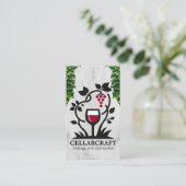 Wijnglas en druiven | wijnstokbladeren visitekaartje (Staand voorkant)