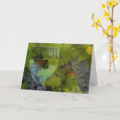 Wijnglas en druiven zijn blij om de verjaardag! kaart (Gele Bloem)