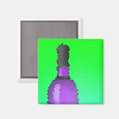 wijnglas en fles : gekleurd glas magneet (Voorkant / Achterkant)