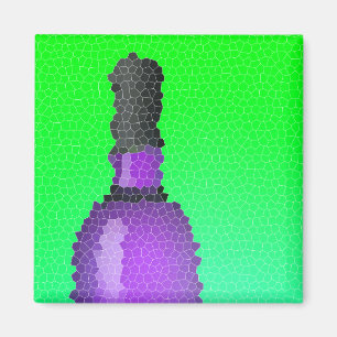 wijnglas en fles : gekleurd glas magneet