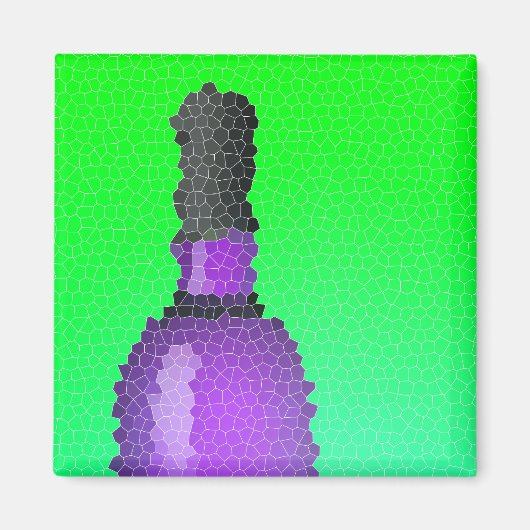 wijnglas en fles : gekleurd glas magneet (Voorkant)