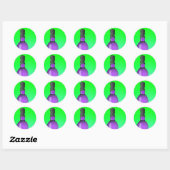 wijnglas en fles : gekleurd glas ronde sticker (Vel)