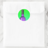 wijnglas en fles : gekleurd glas ronde sticker (Tas)