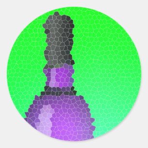 wijnglas en fles : gekleurd glas ronde sticker