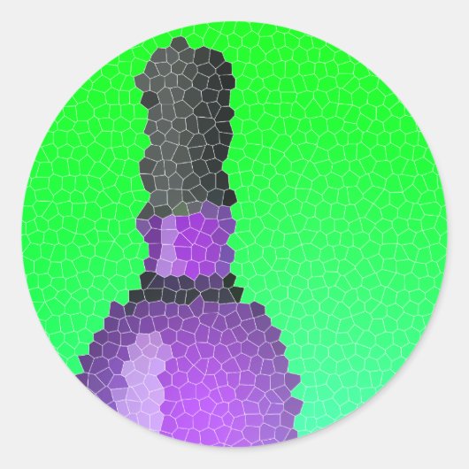 wijnglas en fles : gekleurd glas ronde sticker (Voorkant)
