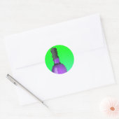 wijnglas en fles : gekleurd glas ronde sticker (Envelop)