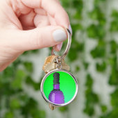 wijnglas en fles : gekleurd glas sleutelhanger (Hand)