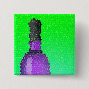wijnglas en fles : gekleurd glas vierkante button 5,1 cm