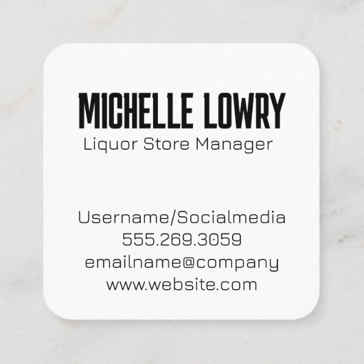 Wijnglas en Fles | Stadssilhouet Vierkante Visitekaartje (Achterkant)