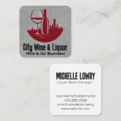 Wijnglas en Fles | Stadssilhouet Vierkante Visitekaartje (Voorkant / Achterkant)