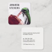 Wijnglas en -fles vierkante visitekaartje (Voorkant / Achterkant)