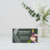 Wijnglas en fles | wijngaard visitekaartje (Staand voorkant)